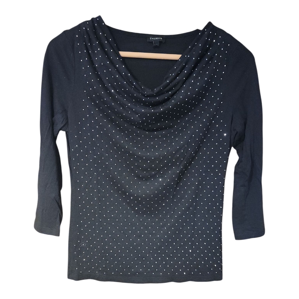 Talbots Black Top with Rhinestones